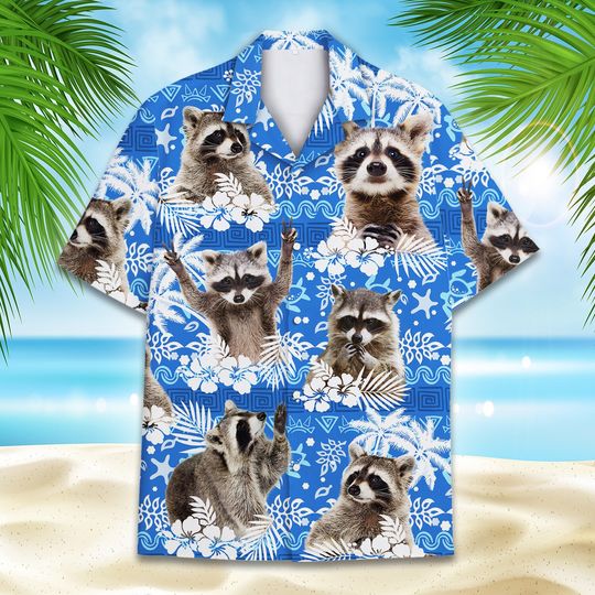 Tropical Raccoon Hawaiian Shirt, Raccoon Floral Hawaiian Shirt