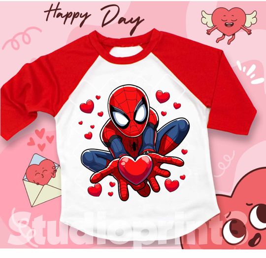Spider Valentines Day Baseball Tee, Funny Spidey Valentine's Day shirt, Valentines Day Couple Matching Shirts