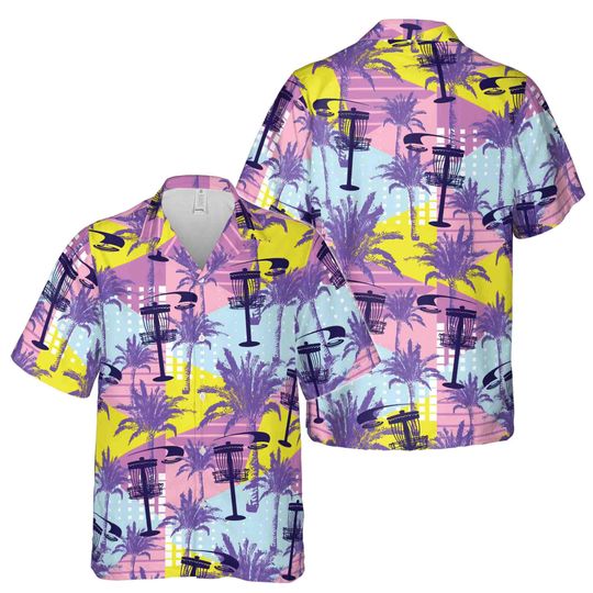 Alternate Pastel Color Palm Tree Disc Golf Hawaiian Shirt