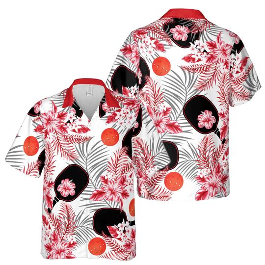 Aloha Tropical Flower With Pickleball Hawaiian Shirt