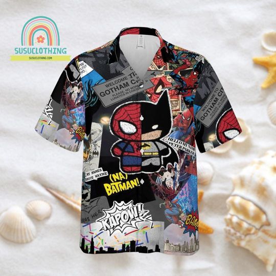 Spiderman Hawaiian Shirt, Hawaiian Shirt, Beach Summer Hawaiian Shirt, Deadpool Hawaiian Shirt