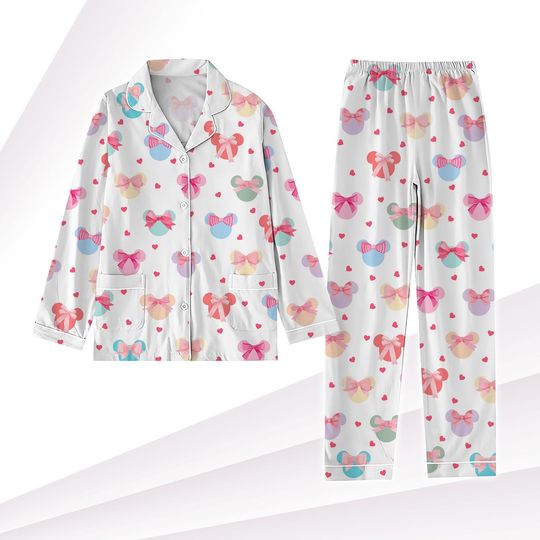 Disney Coquette Bow Pajamas Set, Magic Kingdom Pajamas Family, Mickey And Friends Holiday Pajamas, Valentine Gift, Disneyland Trip Pjs