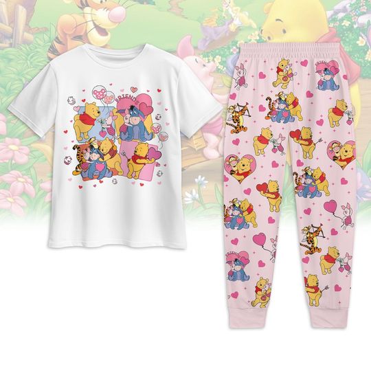 Winnie The Pooh Valentine Pajamas, Pooh And Friends Holiday Pajamas, Tigger Eeyore Matching Pajamas, Disney Couple Pajamas