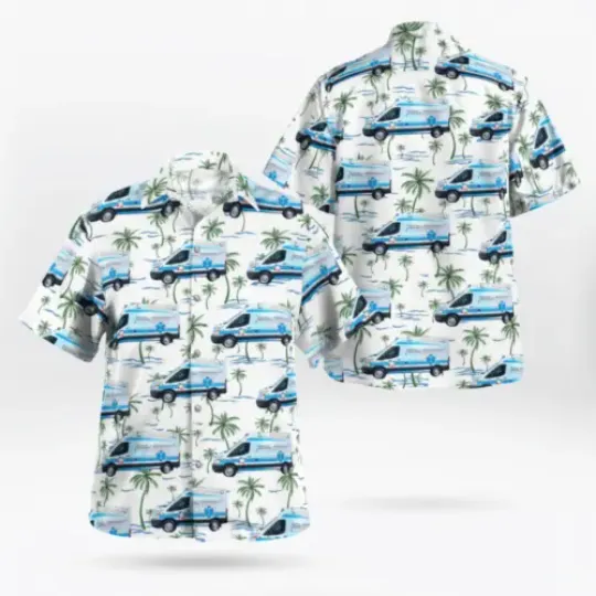 Hunter's Ambulance Service Meriden Connecticut Fleet Hawaiian Shirt, Car Hawaiian Shirt