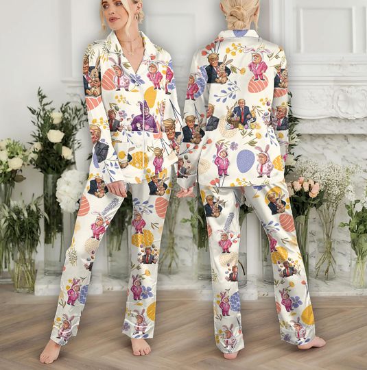 Trump Easter Pajamas Women, Funny Trump Easter Costume, Easter Gift, Trump Easter Egg Pajamas Family