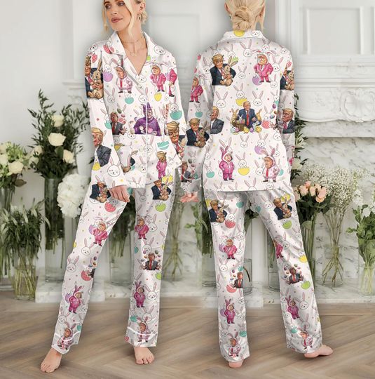 Trump Easter Pajamas Family, Funny Trump Easter Costume, Easter Theme Gift, Trump Easter Egg Pajamas Women
