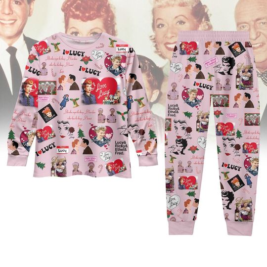 I Love Lucy Valentine Family Pajamas, TV Show Comedy Sitcom T-Shirt Pants Set, Lucy Ricardo Sleepwear, Mother's Day Gift