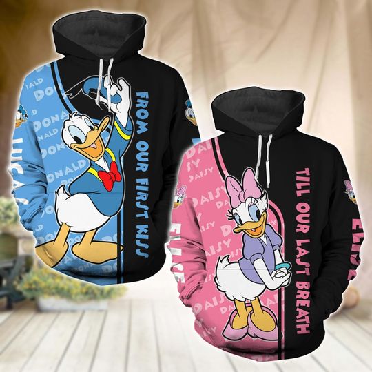 Donald And Daisy Couple Hoodie, From Our First Kiss Till Our Last Breath Shirt, Personalized Disney Valentines Day Shirt