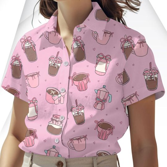 Pink Chocolate Cup Women's Short Sleeve Blouse