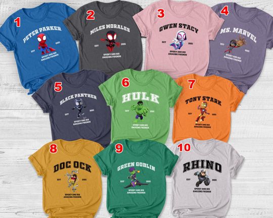 Spider Man Across The Spider Verse Group Shirt, Miles Morales, Spider Punk, Spider Gwen