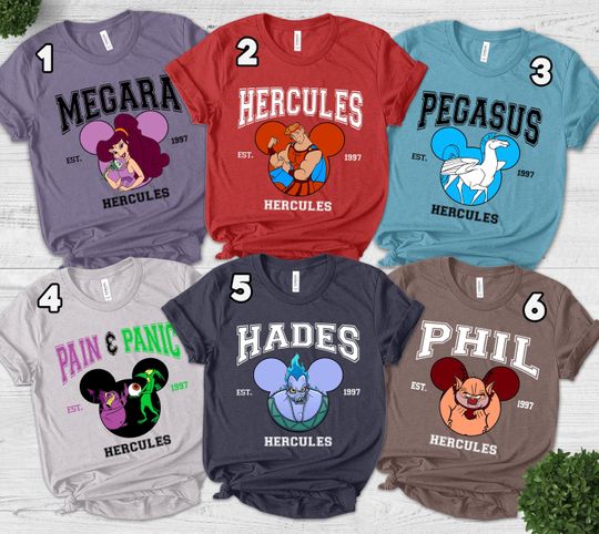 Vintage Hercules All Characters Group Custom shirt, Disney Hades Megara Phil Matching Tee