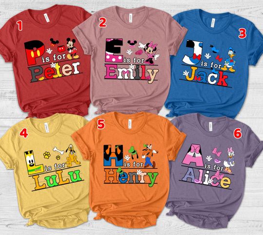 Custom Name Shirt For Back To School ,Custom Mickey Alphabet Shirt, Custom First Day Of School Shirt