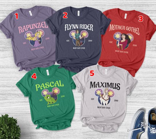 Tangled Shirt, Rapunzel Shirt, Flynn Rider, Maximus, Pascal, Mother Gothel, Tangled Birthday Party
