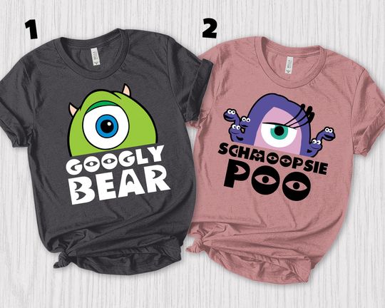 Googly Bear and Schmoopsie Poo Couple Shirts, Monsters Inc Inspired Matching T-shirts