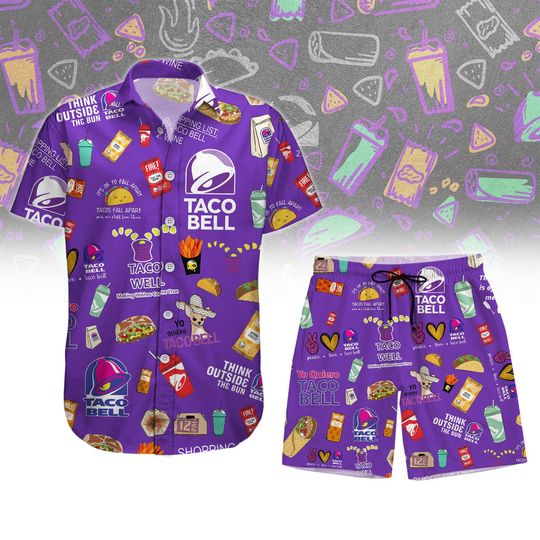Taco Bell Button Shirt, Tacos Are My Valentine Hawaiian Shirt, Fast Food Summer Short, Taco Lover Gift, Mexican Fiesta Party Gift For Men
