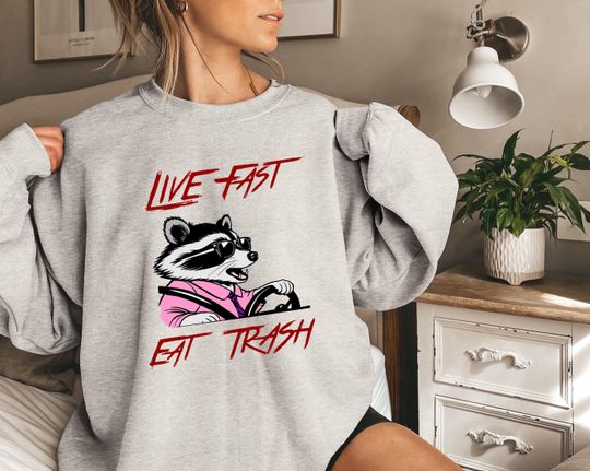 Live Fast Eat Trash Shirt, Funny Raccoon Meme Gift, Funny Raccoon Shirt, Gift for Animal Lover