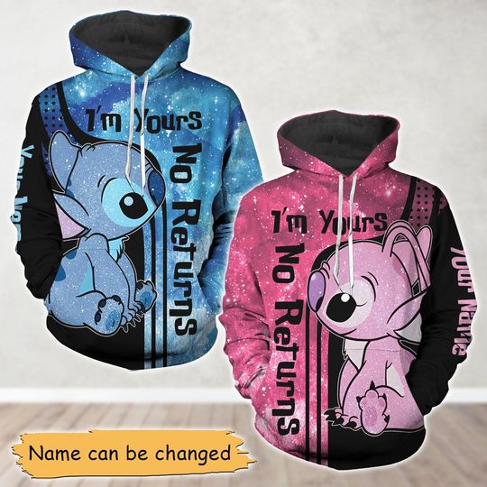 Custom Stitch And Angel Couple Hoodie, Disney Stitch Hoodie, I'm Yours No Return Matching Hoodie, Lilo Stitch Shirt, Valentine Day Gift