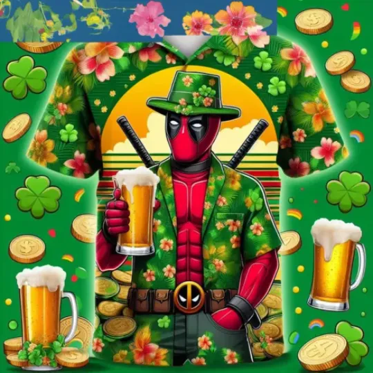 Deadpool Marvel St. Patrick's Day Hawaiian Shirts