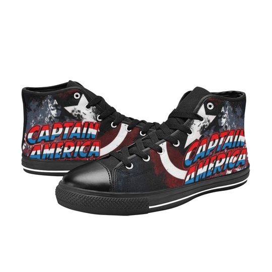 Captain America Inspired Custom High Top Canvas Shoes