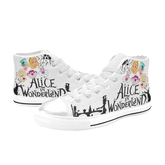 Alice in Wonderland High Top Sneakers, We're All Mad Here Sneakers,