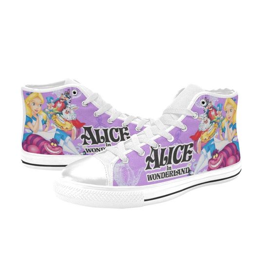 Alice in Wonderland High Top Canvas Shoes, Alice Sneakers