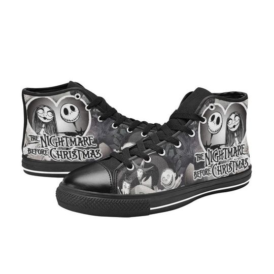 The Nightmare Before Christmas High Top Canvas Sneakers, Jack And Sally Sneakers