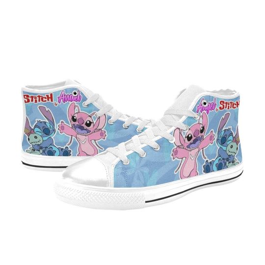 Stitch High Top Canvas Shoes, Stitch And Angel High Top Sneakers