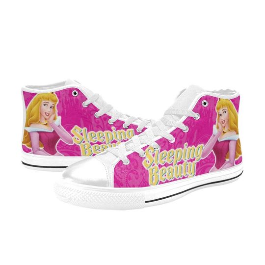 Sleeping Beauty High Top Canvas Sneakers, Sleeping Beauty Princess Sneakers