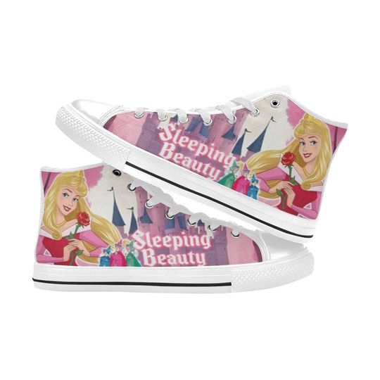 Sleeping Beauty High Top Canvas Shoes, Sleeping Beauty Sneakers