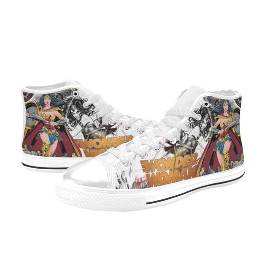 Wonder Woman High Top Canvas Shoes, Retro Wonder Woman High Top Sneakers
