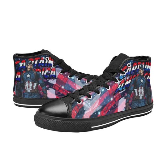 Captain America Inspired High Top Canvas Shoes, Captain America Hero High Top Sneakers