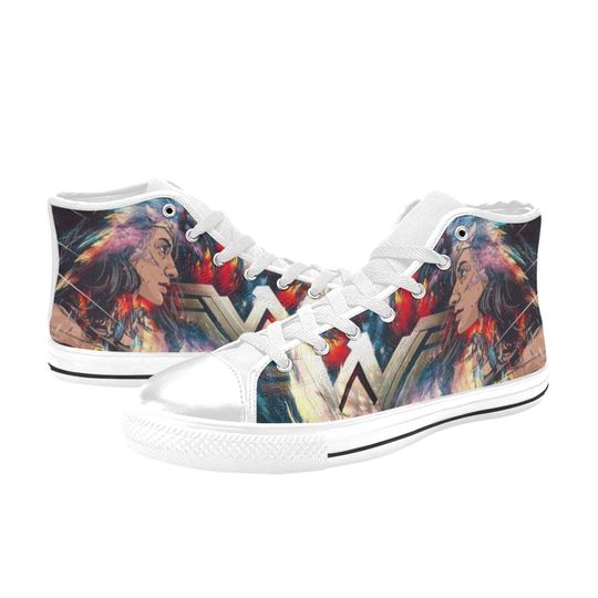 Wonder Woman Inspired High Top Canvas Shoes, Wonder Woman Hero Sneakers