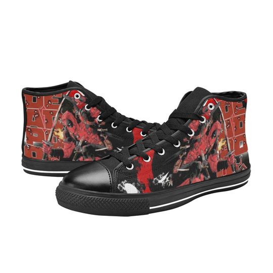 High Top Canvas Shoes, Deadpool Inspired High Top Sneakers