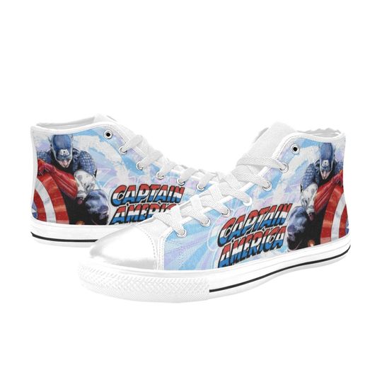 Captain America High Top Canvas Shoes, America Hero Sneakers