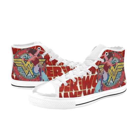 Wonder Woman High Top Canvas Shoes, Woman Hero Sneakers