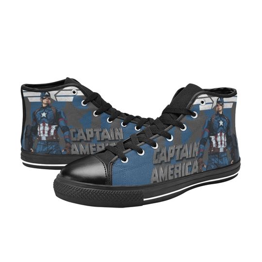 Captain America High Top Canvas Shoes, America Hero Sneakers