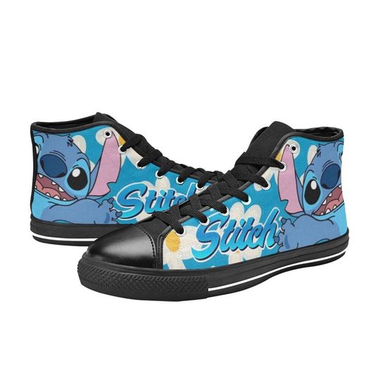 Stitch High Top Canvas Shoes, Stitch Flower High Top Sneakers