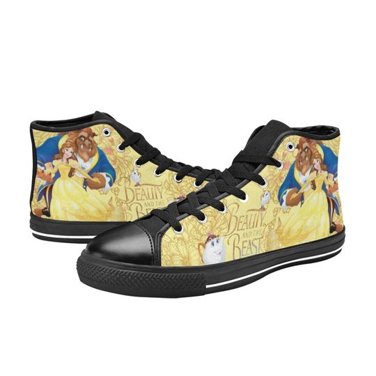Beauty and The Beast High Top Canvas Shoes, Beauty and The Beast High Top Sneakers