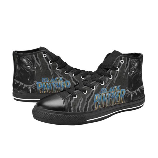 Black Panther Inspired High Top Canvas Shoes, Black Panther Sneakers