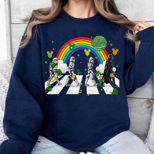Stormtrooper And Darth Vader Walking Cross Abbey Road Sweatshirt