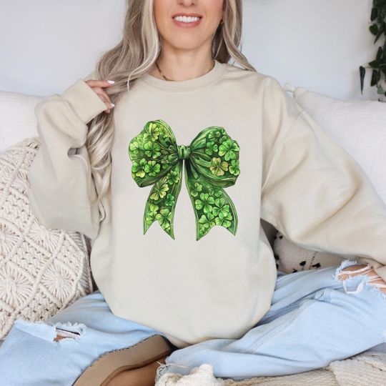 St Patricks Bow Shirt, St Patrick's Day Sweatshirt, Coquette Bow St Patricks Gift Shirt