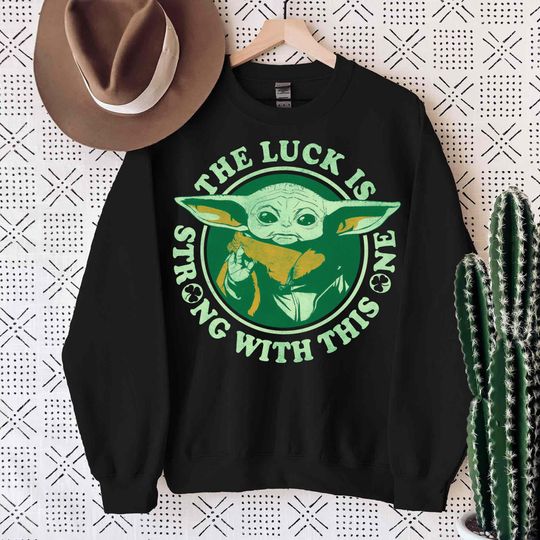 Grogu Luck Is Strong With This One Sweatshirt, The Mandalorian Shamrock Shirt