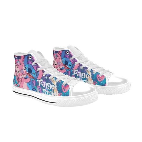 Stitch and Angel High Top Sneakers, Stitch Aloha Sneakers