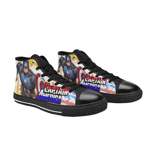 Captain America High top Sneakers, Captain Hero Canvas Shoes