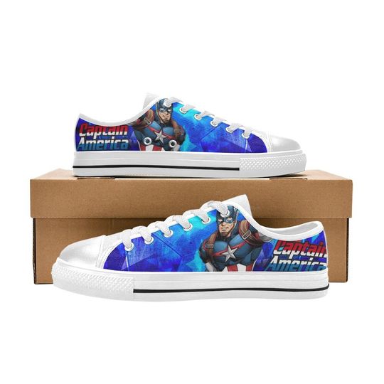 Captain America Low top Sneakers, America Hero Canvas Shoes