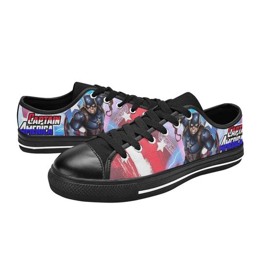Captain America Low Top Sneakers, Captain Hero Shoes