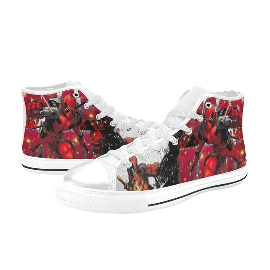 Deadpool Canvas High Top Sneakers, Deadpool Shoes For Gift