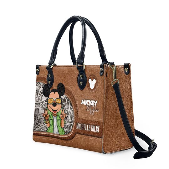 Custom Mickey Sport Leather Handbag, Disney Mickey Bag