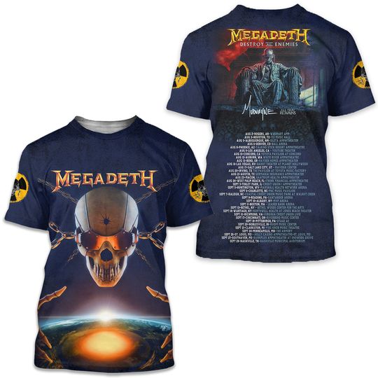 Megadeth Destruction All Enemies Design 3D Shirt Megadeth Rock Band T-Shirt