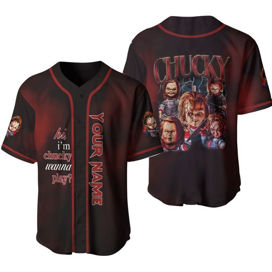 Personalized Hi Im Chucky Wanna Play Horror Halloween 3D Baseball Jersey Shirt
